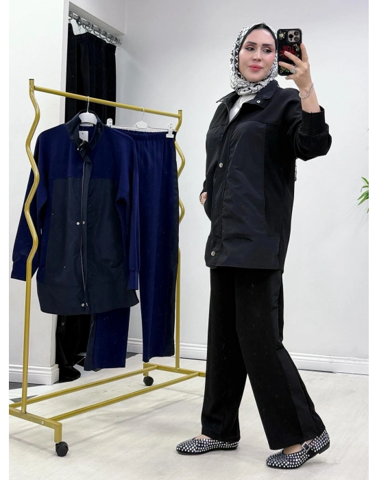 Paraşüt Detaylı Oysho Kumaş Spor Takım Siyah