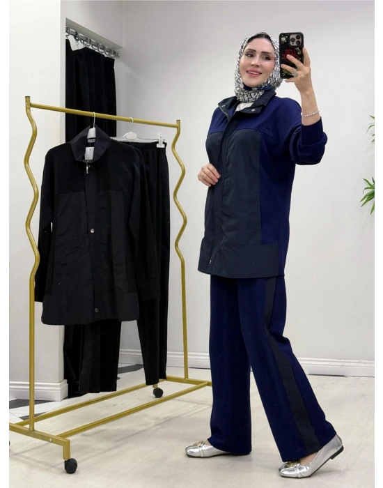 Paraşüt Detaylı Oysho Kumaş Spor Takım Lacivert