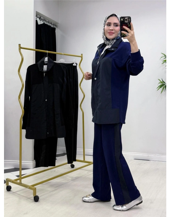 Paraşüt Detaylı Oysho Kumaş Spor Takım Lacivert