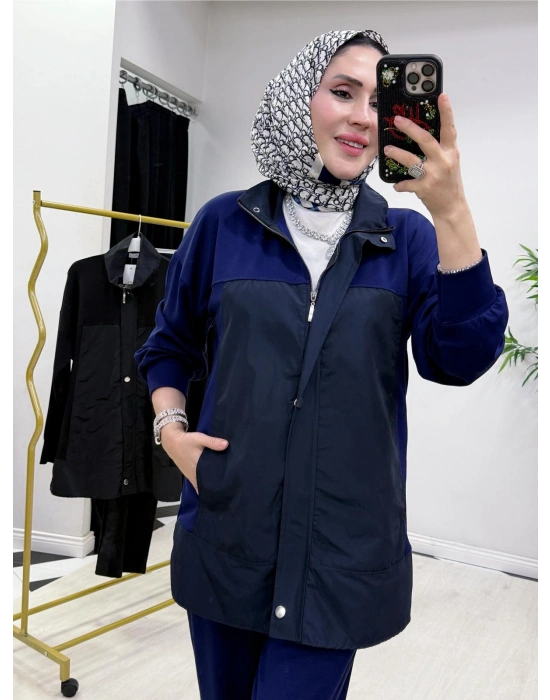 Paraşüt Detaylı Oysho Kumaş Spor Takım Lacivert