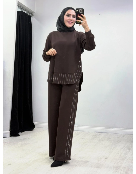 Taşlı Oysho Takım Kahverengi