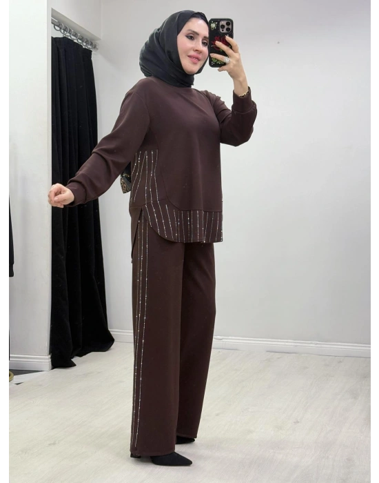 Taşlı Oysho Takım Kahverengi