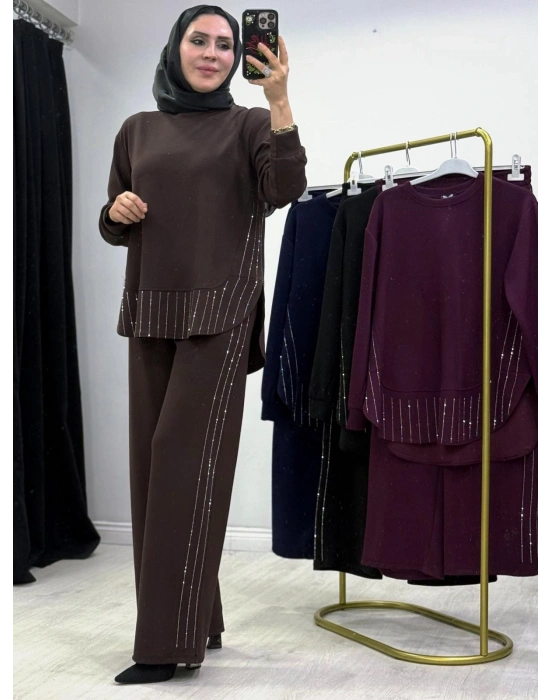 Taşlı Oysho Takım Kahverengi