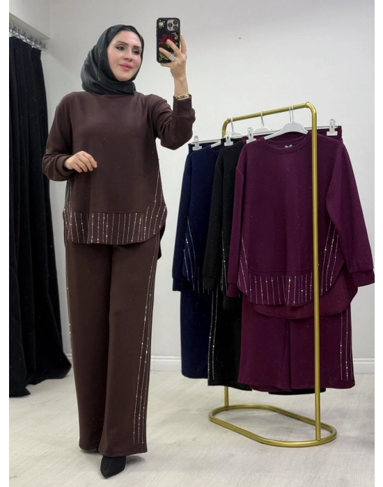 Taşlı Oysho Takım Kahverengi