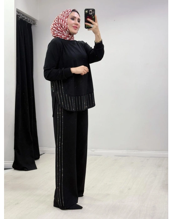 Taşlı Oysho Takım Siyah