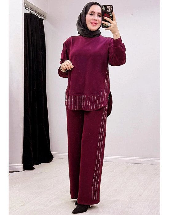 Taşlı Oysho Takım Bordo