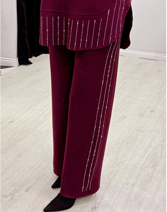 Taşlı Oysho Takım Bordo