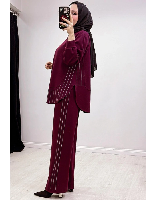 Taşlı Oysho Takım Bordo