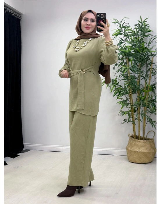 Müslin Kumaş Yazlık Pamuklu Takım Yeşil