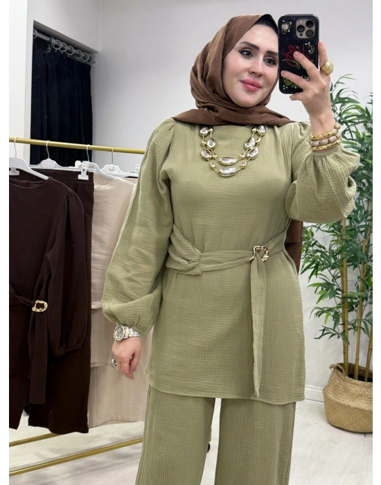 Müslin Kumaş Yazlık Pamuklu Takım Yeşil