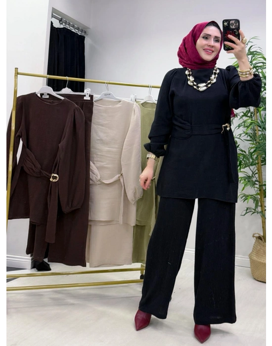 Müslin Kumaş Yazlık Pamuklu Takım Siyah