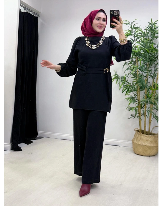 Müslin Kumaş Yazlık Pamuklu Takım Siyah