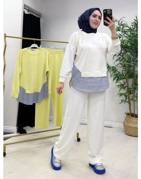 Spor Yazlık Oysho Kumaş Takım Beyaz