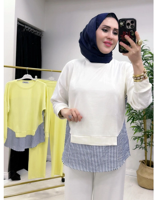 Spor Yazlık Oysho Kumaş Takım Beyaz