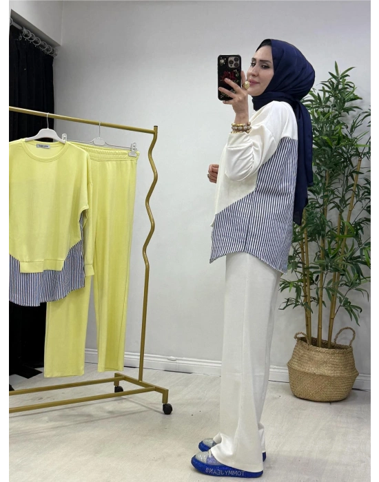 Spor Yazlık Oysho Kumaş Takım Beyaz