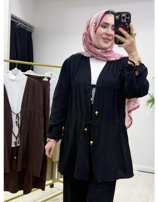 Yeni Sezon Müslin Kumaş Yazlık Takım Siyah