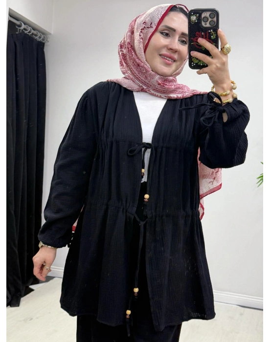 Yeni Sezon Müslin Kumaş Yazlık Takım Siyah