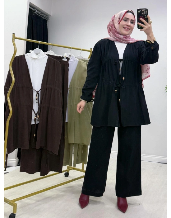 Yeni Sezon Müslin Kumaş Yazlık Takım Siyah