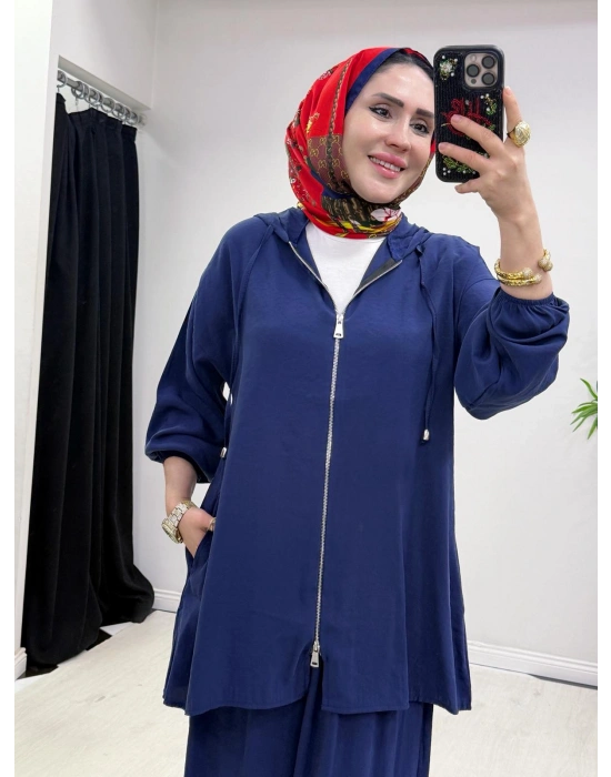 Yeni Sezon Kap Model Qupra Kumaş Takım Lacivert