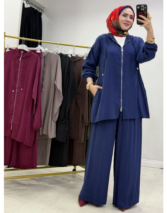 Yeni Sezon Kap Model Qupra Kumaş Takım Lacivert