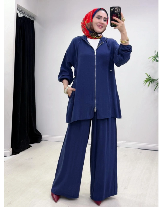 Yeni Sezon Kap Model Qupra Kumaş Takım Lacivert
