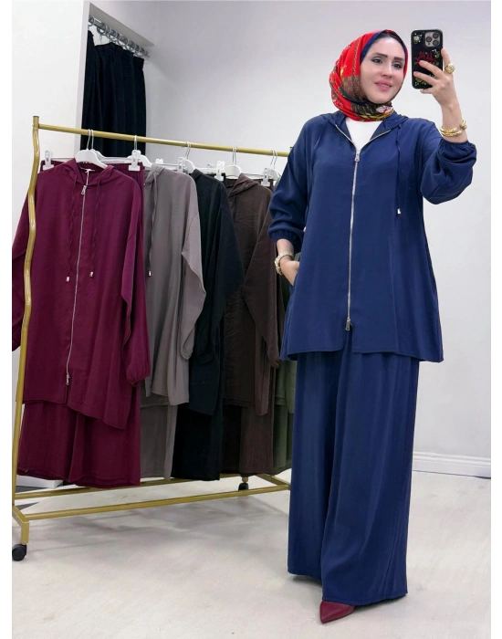 Yeni Sezon Kap Model Qupra Kumaş Takım Lacivert