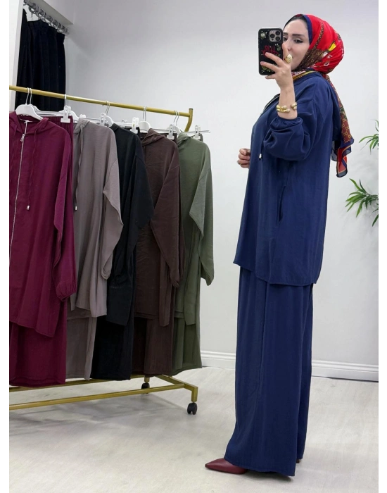 Yeni Sezon Kap Model Qupra Kumaş Takım Lacivert