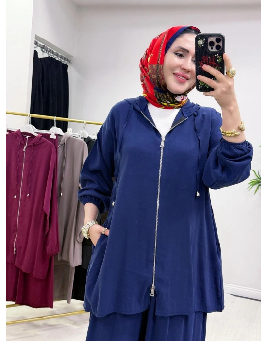 Yeni Sezon Kap Model Qupra Kumaş Takım Lacivert