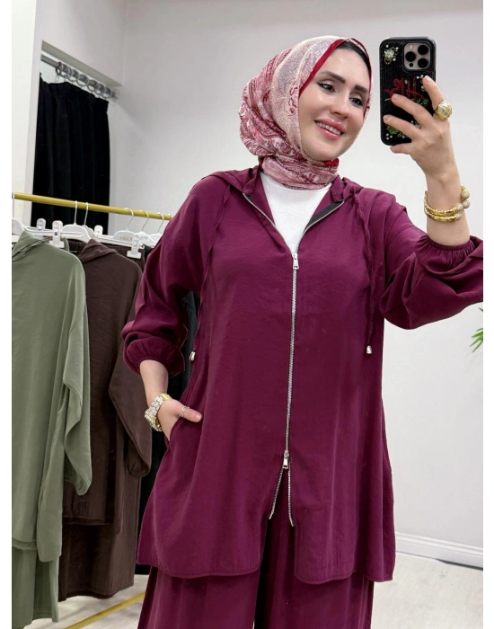 Yeni Sezon Kap Model Qupra Kumaş Takım Bordo