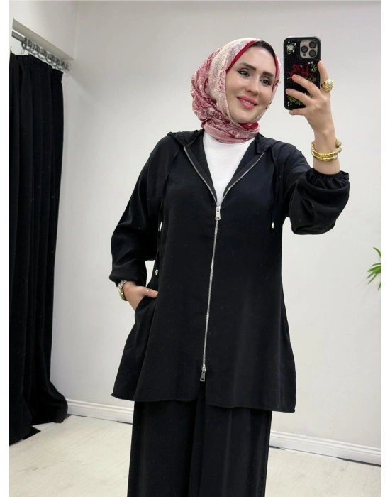 Yeni Sezon Kap Model Qupra Kumaş Takım Siyah