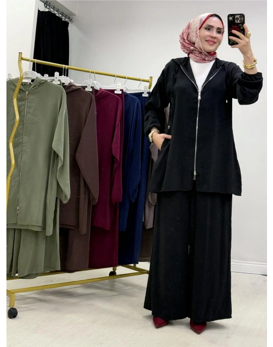 Yeni Sezon Kap Model Qupra Kumaş Takım Siyah