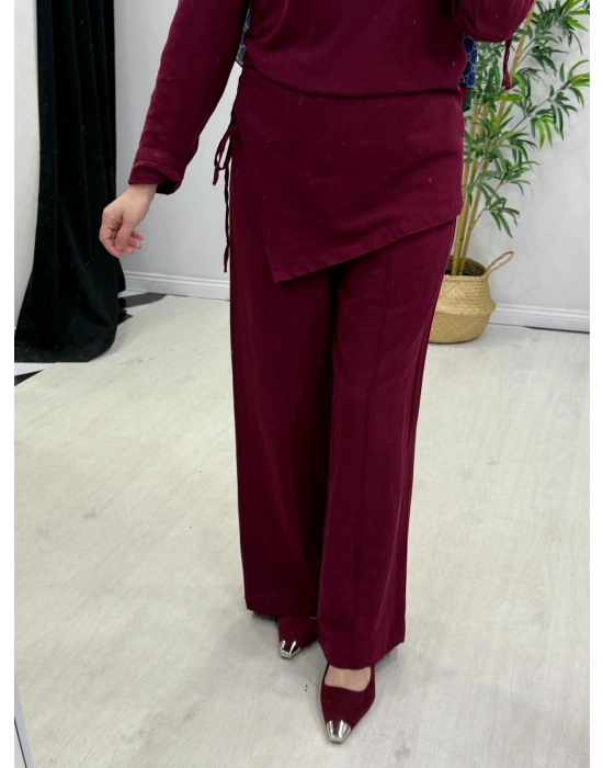 Yeni Sezon Tasarım Model Ham Keten Pamuklu Takım Bordo