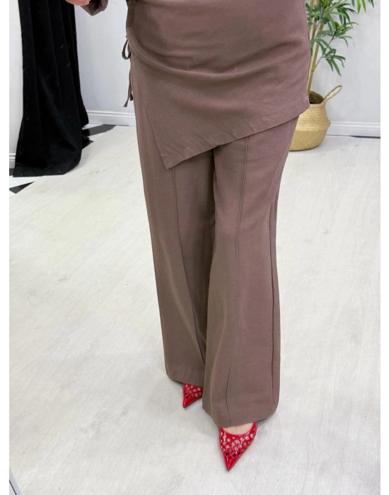 Yeni Sezon Tasarım Model Ham Keten Pamuklu Takım Kahverengi