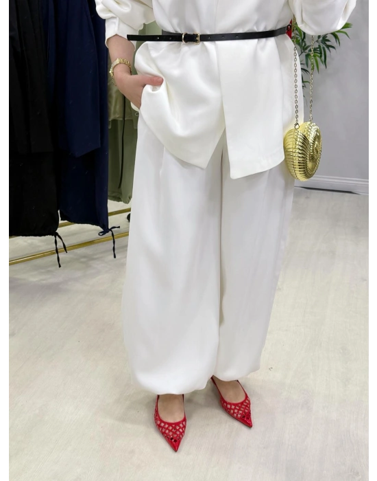 Ceketli Şalvar Takım Kemer Hediyeli Beyaz