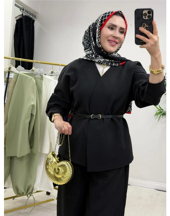 Ceketli Şalvar Takım Kemer Hediyeli Siyah