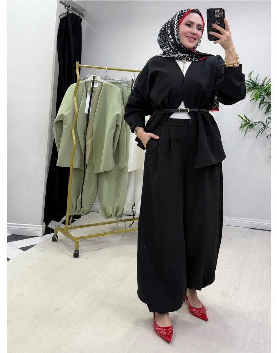 Ceketli Şalvar Takım Kemer Hediyeli Siyah