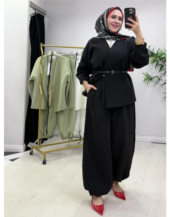 Ceketli Şalvar Takım Kemer Hediyeli Siyah