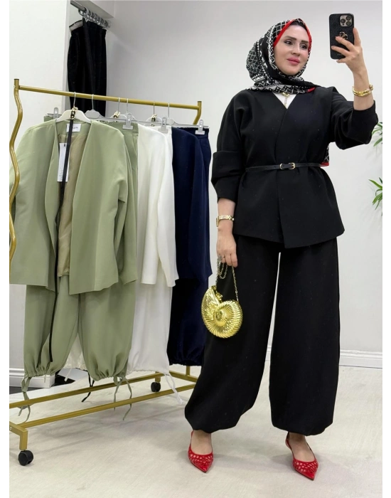 Ceketli Şalvar Takım Kemer Hediyeli Siyah