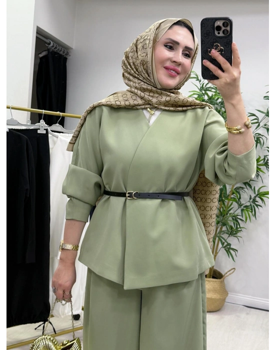 Ceketli Şalvar Takım Kemer Hediyeli Yeşil