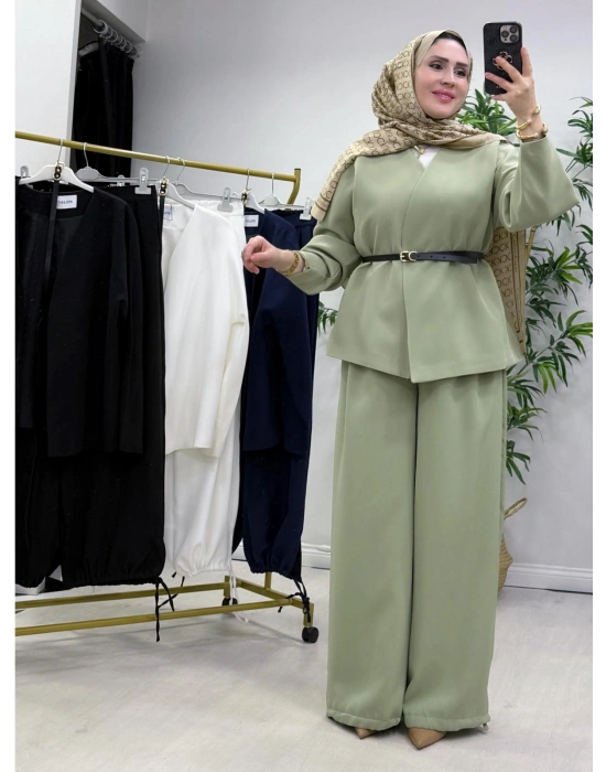 Ceketli Şalvar Takım Kemer Hediyeli Yeşil