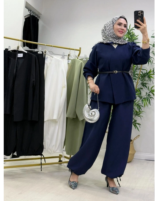 Ceketli Şalvar Takım Kemer Hediyeli Lacivert