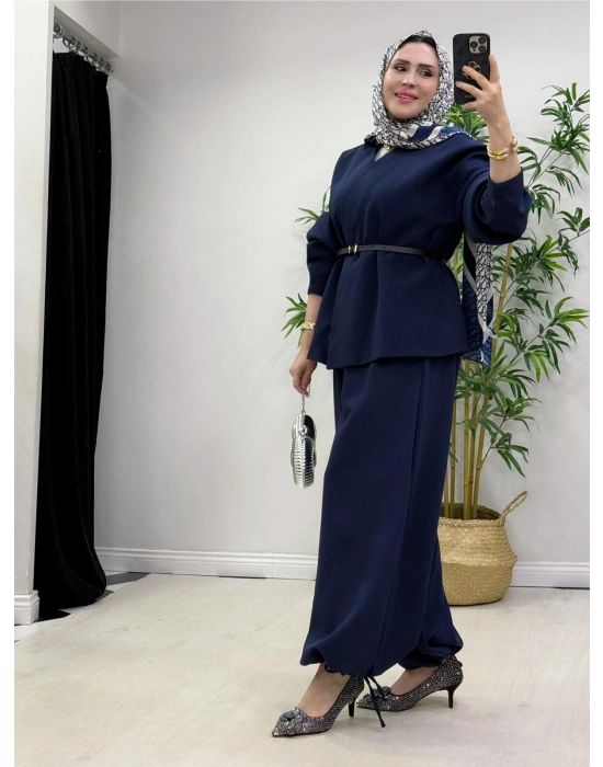 Ceketli Şalvar Takım Kemer Hediyeli Lacivert