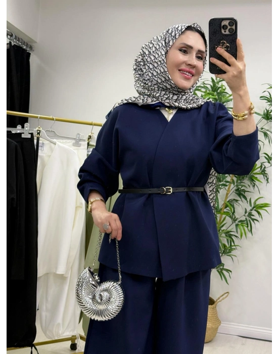 Ceketli Şalvar Takım Kemer Hediyeli Lacivert