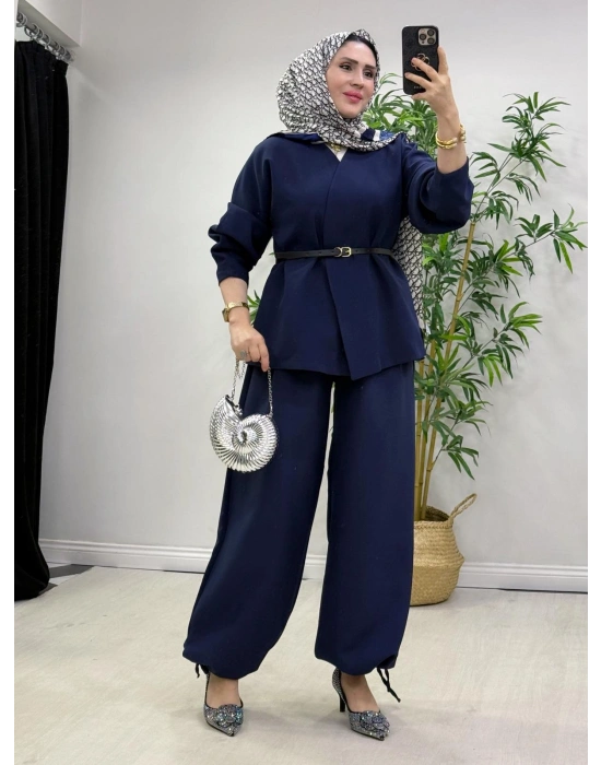 Ceketli Şalvar Takım Kemer Hediyeli Lacivert