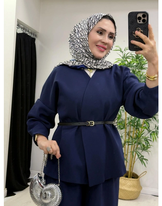 Ceketli Şalvar Takım Kemer Hediyeli Lacivert