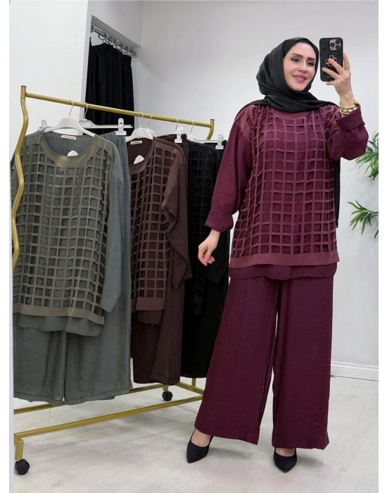 Lazer Kesim Tasarım Takım Bordo