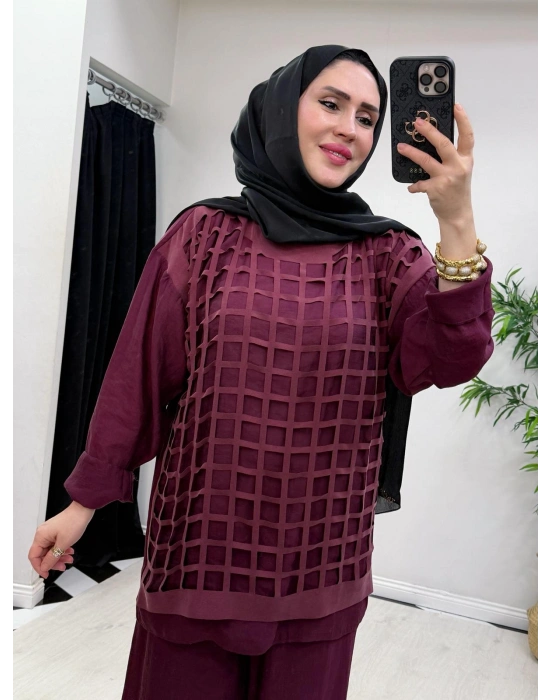 Lazer Kesim Tasarım Takım Bordo