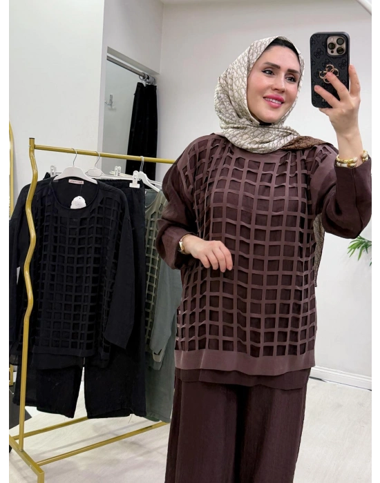 Lazer Kesim Tasarım Takım Kahverengi