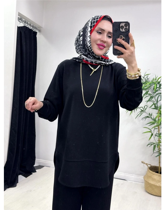 Oval Kesim Takım Siyah
