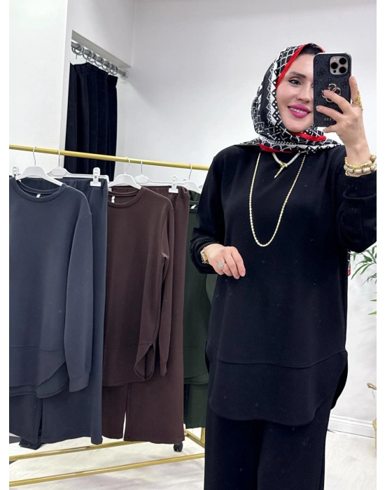 Oval Kesim Takım Siyah